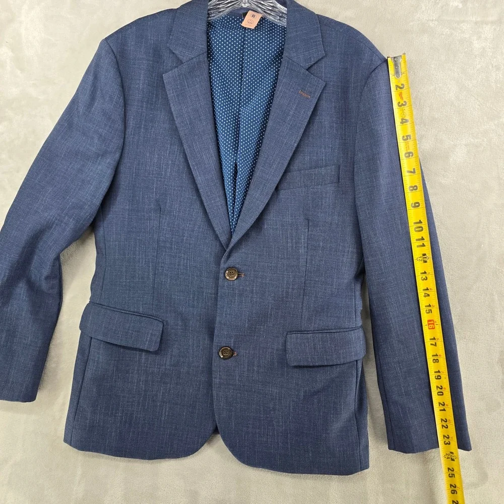 State and Liberty Blazer Mens 38S Blue Two Button Polka Dot Stretch Sport Coat